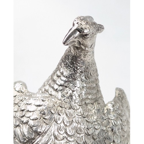 1024 - A pair of superb quality cast silver pheasants by Asprey & Garrard, each marked for London 2000 by A... 