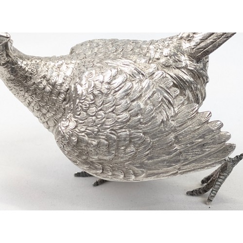 1024 - A pair of superb quality cast silver pheasants by Asprey & Garrard, each marked for London 2000 by A... 