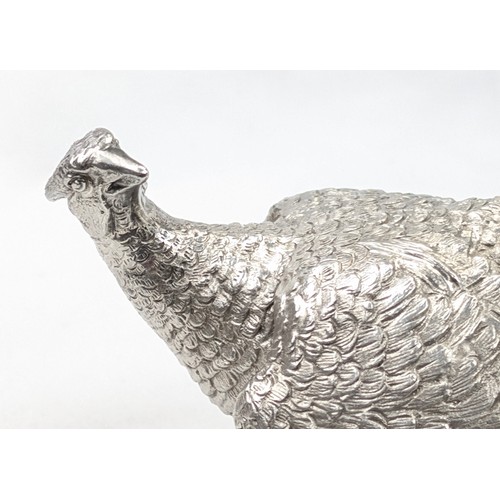 1024 - A pair of superb quality cast silver pheasants by Asprey & Garrard, each marked for London 2000 by A... 