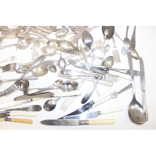 1139 - Qty of assorted antique and later silver plated and other cutlery, approx 6.6kg gross