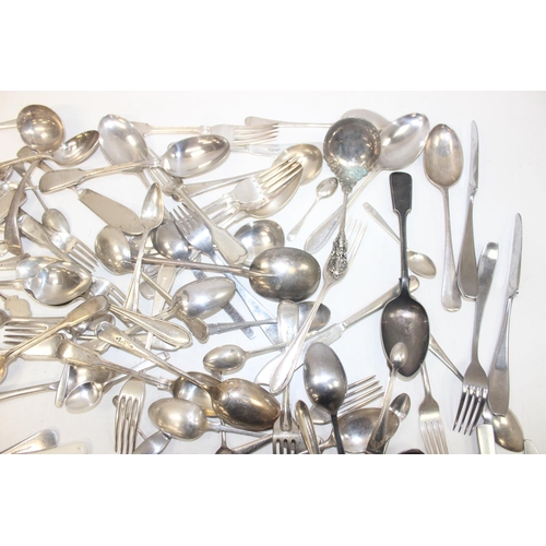 1139 - Qty of assorted antique and later silver plated and other cutlery, approx 6.6kg gross