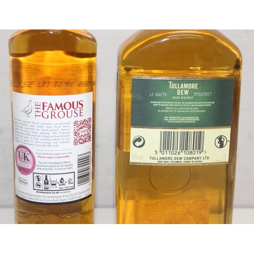 1550 - 2 bottles of Whisky, Tullamore Dew 1 litre and Famous Grouse 70cl (2)