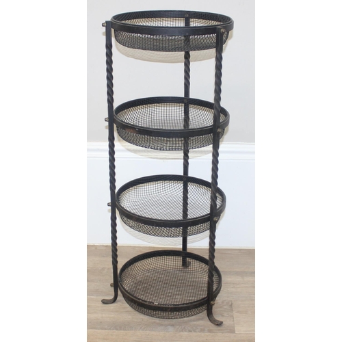 299E - 2 items to include a 4 tier veg stand and a 7 tier wrought iron pot stand, largest approx 144cm tall