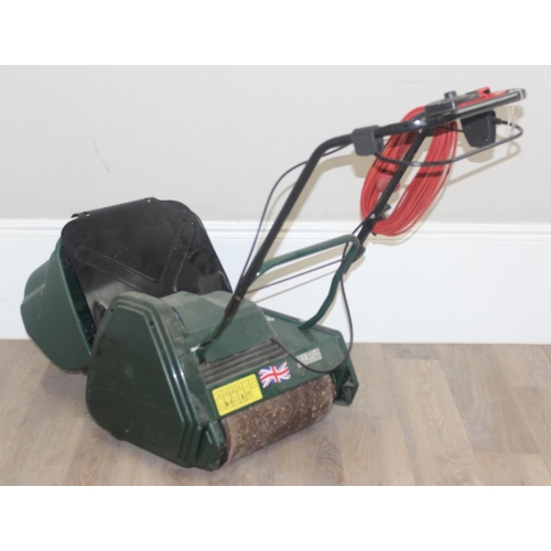 300 - Allett Expert electric lawn mower with 2 boxes and various attachments