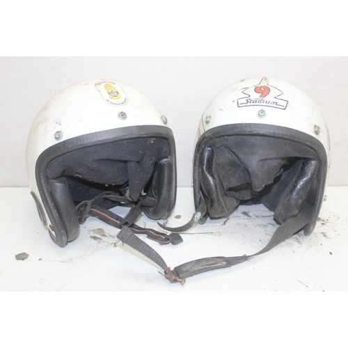 740 - 7 assorted vintage motor racing helmets to inc a Kangol Skidmaster, not for use, display only