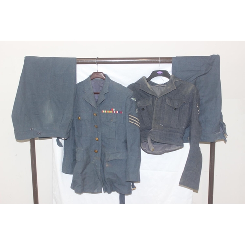 1449P - Qty of assorted RAF related uniform to inc a Corporal battle dress blouse named to 4197288 Wentworth... 