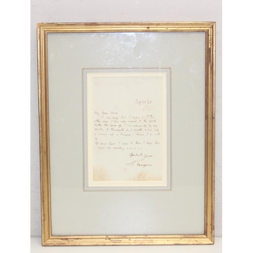 581 - Lord Alfred Tennyson (1809-92) English poet, Poet Laureate 1850-92, a signed letter dated 25th July ... 