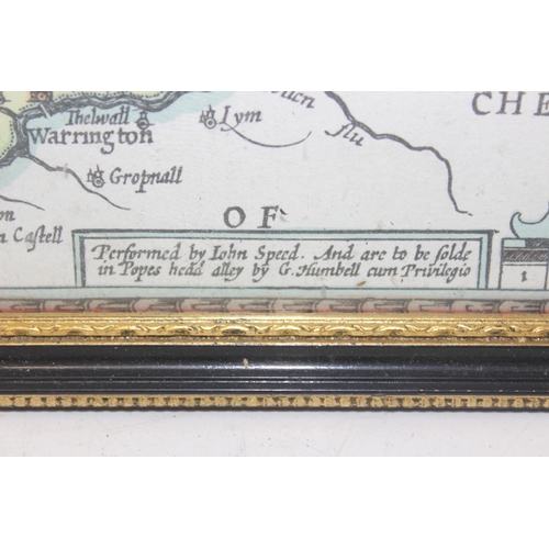 456 - 2 antique style maps after John Speed, Wiltshire and Lancashire, both in black and gilt frames, each... 