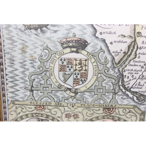 456 - 2 antique style maps after John Speed, Wiltshire and Lancashire, both in black and gilt frames, each... 