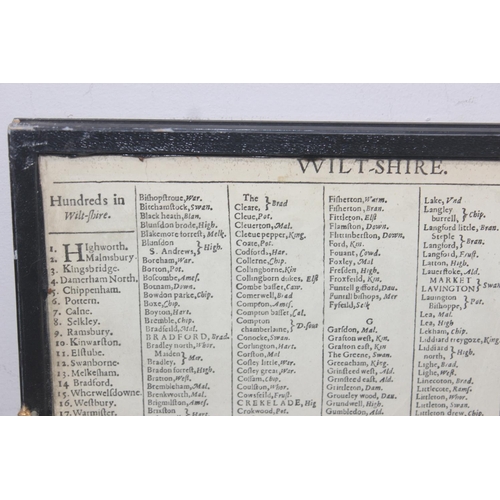 456 - 2 antique style maps after John Speed, Wiltshire and Lancashire, both in black and gilt frames, each... 