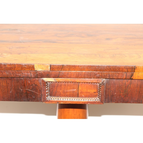 119 - A Victorian Rosewood card table with fold over top and green baize lined interior, approx 92cm wide ... 