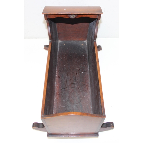 270 - An antique scratch built mahogany dolls cradle, likely 19th century, approx 55cm wide