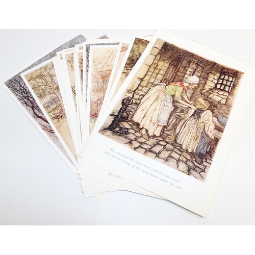 502 - Qty of assorted vintage Arthur Rackham prints, likely book plates, 21 in total, the largest approx 2... 