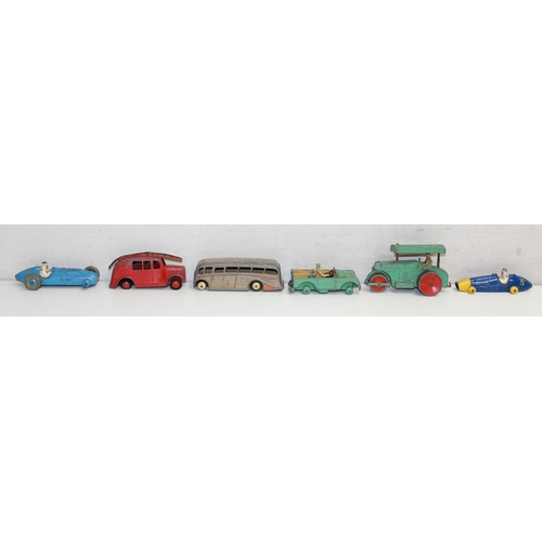 603 - 6 assorted vintage playworn Dinky toys to inc Luxury Coach, 23H Ferrari, 23K Talbot Lago etc