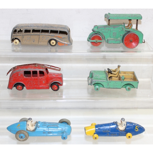 603 - 6 assorted vintage playworn Dinky toys to inc Luxury Coach, 23H Ferrari, 23K Talbot Lago etc