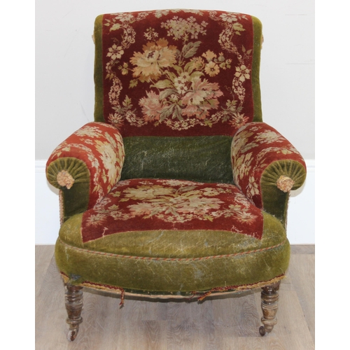 89 - In the manner of Howard & Sons - an unusual 19th century deep seated armchair, 