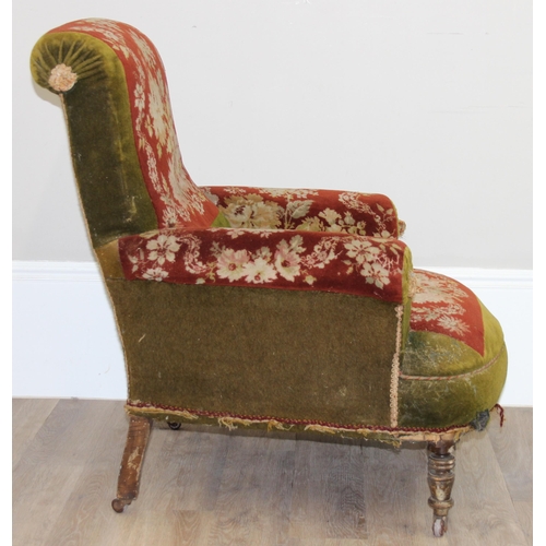 89 - In the manner of Howard & Sons - an unusual 19th century deep seated armchair, 