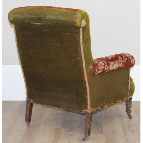 89 - In the manner of Howard & Sons - an unusual 19th century deep seated armchair, 