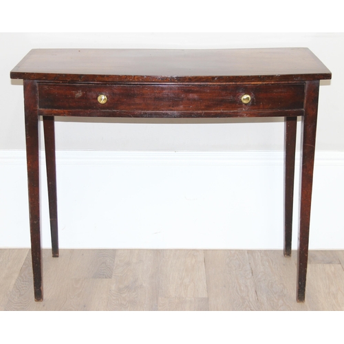 171 - A 19th century Mahogany console table with turned brass handles and single drawer, approx 88cm wide ... 