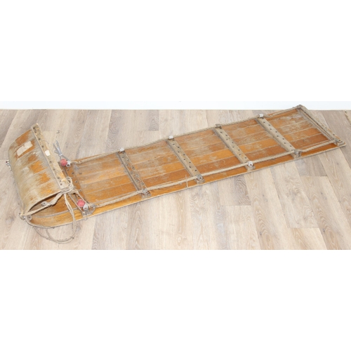 176 - An unusual large vintage bentwood sled or sledge, possibly Ash construction, approx 189cm long x 46c... 