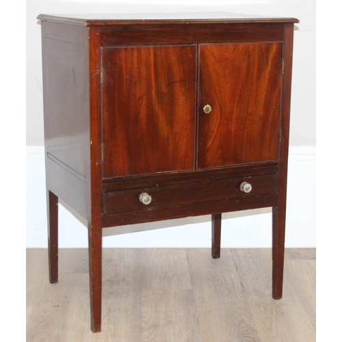 170 - An early 20th century mahogany side cabinet or pot cupboard with drawer by Spillman & Co of London, ... 