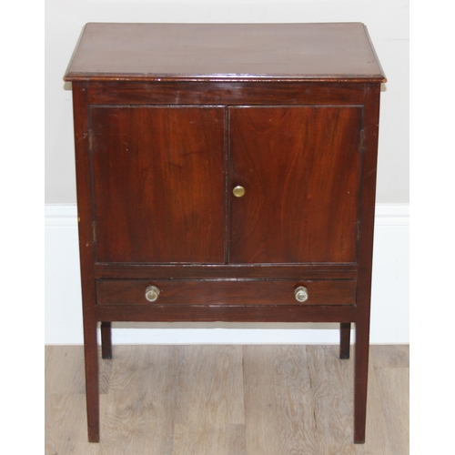 170 - An early 20th century mahogany side cabinet or pot cupboard with drawer by Spillman & Co of London, ... 