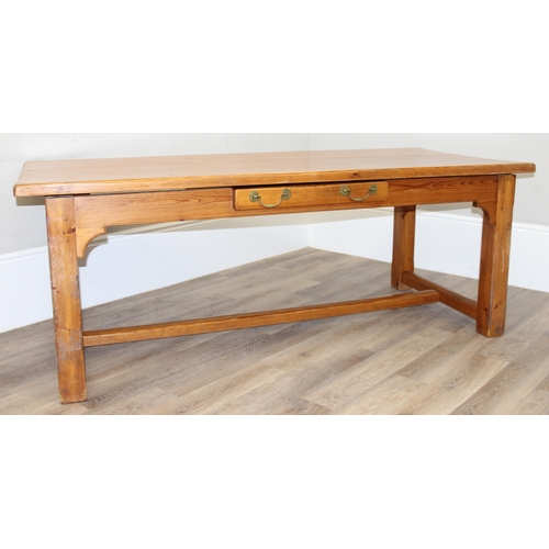 42 - John Lewis of Hungerford, an impressive country farmhouse kitchen style pine dining table with drawe... 