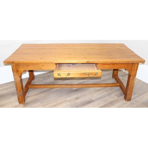 42 - John Lewis of Hungerford, an impressive country farmhouse kitchen style pine dining table with drawe... 