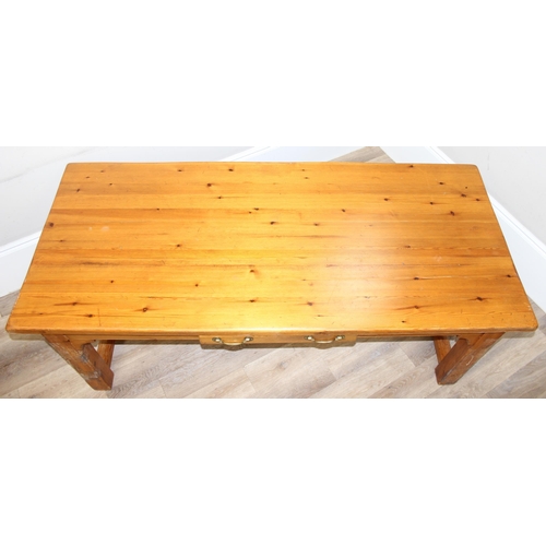 42 - John Lewis of Hungerford, an impressive country farmhouse kitchen style pine dining table with drawe... 