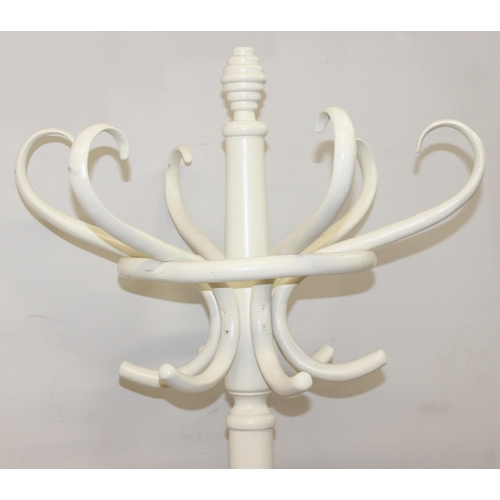 50 - A cream painted bentwood free standing coat and hat stand, approx 190cm tall