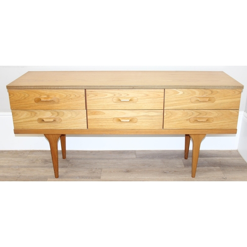 168 - A retro Austinsuite wood effect 6 drawer sideboard style unit, approx 152cm wide x 46cm deep x 70cm ... 