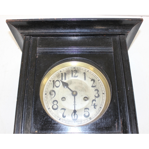 1321 - 2 vintage wooden-cased wall clocks, largest approx 70cm