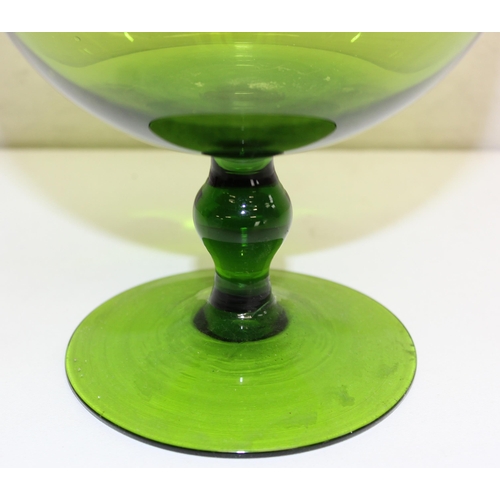 1414 - Mix of coloured glass items to incl a controlled-bubble lamp base, tallest approx 30cm