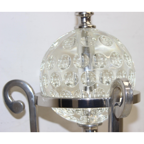 230 - Contemporary chrome and Perspex table lamp by Dar lighting, approx 60cm H