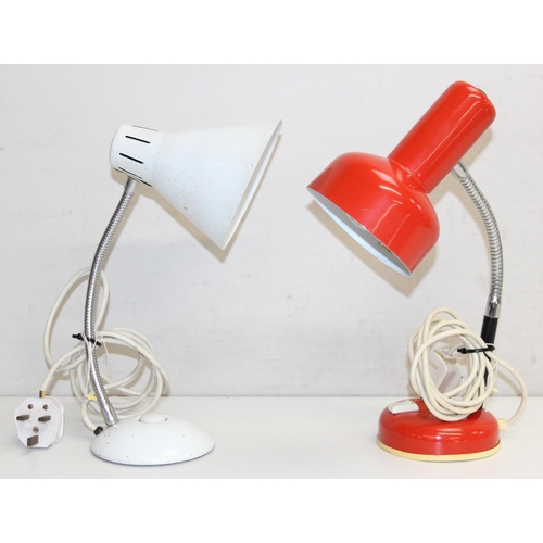 241 - 2 small flex desk lamps, one red the other white, tallest approx 38cm