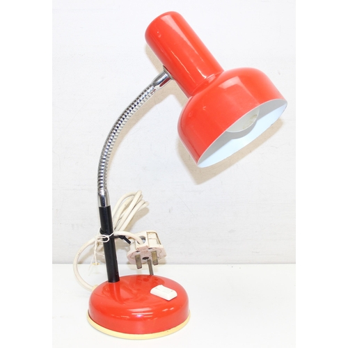 241 - 2 small flex desk lamps, one red the other white, tallest approx 38cm