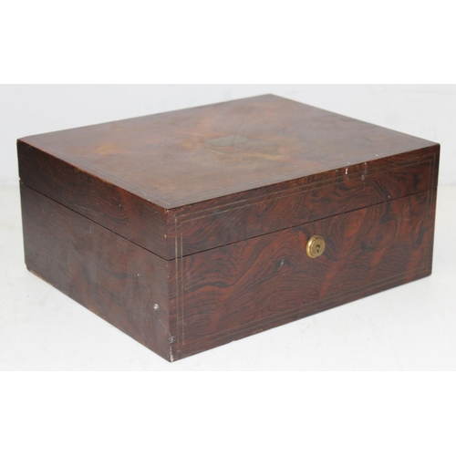 273 - Antique wooden ladies' vanity case/box, with removable trays, approx 29cm x 24cm x 13cm