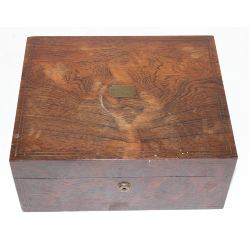 273 - Antique wooden ladies' vanity case/box, with removable trays, approx 29cm x 24cm x 13cm