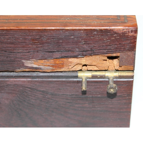 273 - Antique wooden ladies' vanity case/box, with removable trays, approx 29cm x 24cm x 13cm