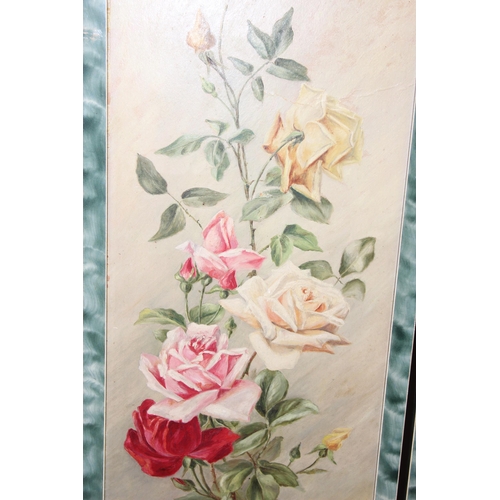 367 - A pair of antique oil on board paintings of flowers, likely late 19th century, signed HB or BH, in v... 