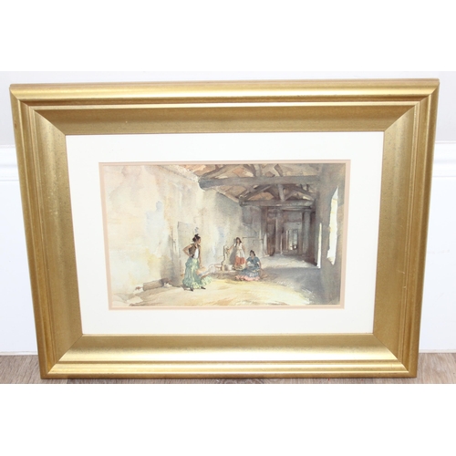 370 - After Sir William Russell Flint (1880 - 1969), print of original watercolour depicting 3 ladies doin... 