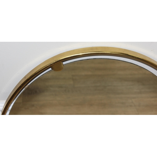 373 - Retro circular wall mirror with gold coloured frame in the Fontana Arte style, approx 54cm diam