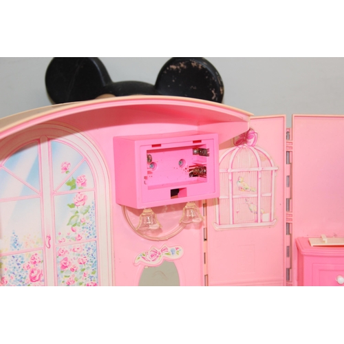 610 - Mix of vintage toys to incl Barbie travelling house suitcase and associated dolls, and a Mickey Mous... 