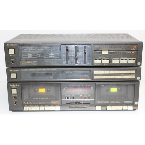 712 - Vintage Technics stacking separates to incl amplifier N6 SU-Z400, AM/FM Stereo Tuner ST-Z400, casset... 