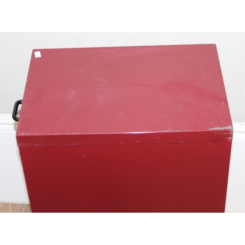 105 - A Bisley style 10 drawer metal cabinet with burgundy painted finish, approx 28cm wide x 40cm deep x ... 