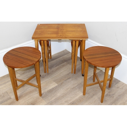 108 - Retro Poul Hundevad nest of tables - 4 small tables of the same size under one larger table, approx ... 