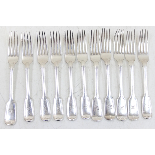 1032 - Qty of vintage silver-plated fiddle and thread forks by Elkington & Co.