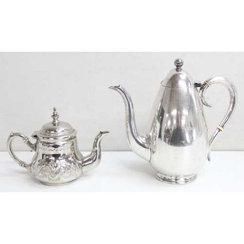 1035 - Qty of good quality silver-plated items, to incl Mappin & Webb, with cane-handled coffee and hot wat... 