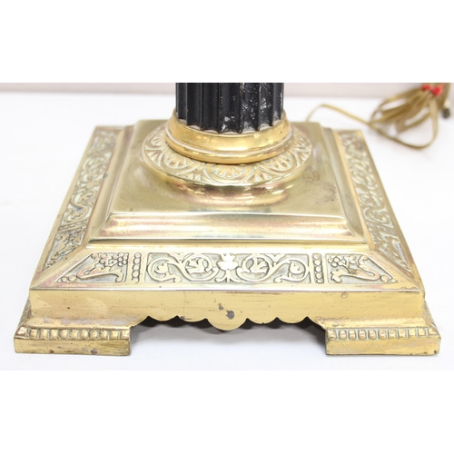 242 - Vintage Corinthian column table lamp bass with ornate Art Nouveau brass decoration, approx 43cm