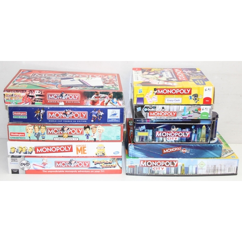 618 - 10 various Monopoly games to include Arsenal Edition, France 98, Coronation Street, Despicable me an... 